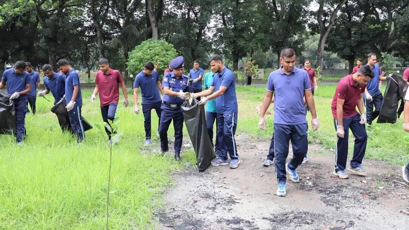 "Officers from Tangail District Police engaged in cleaning operations to combat dengue, chikungunya, malaria, and other mosquito-borne diseases."